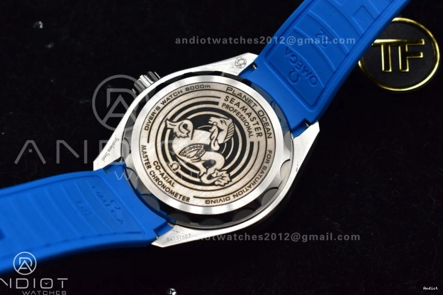 Blue Seamaster White on TF A2824 Dial 1:1 Deep Ultra 6000M Ceramic Bezel Black Strap Best Rubber Edition SS 1221